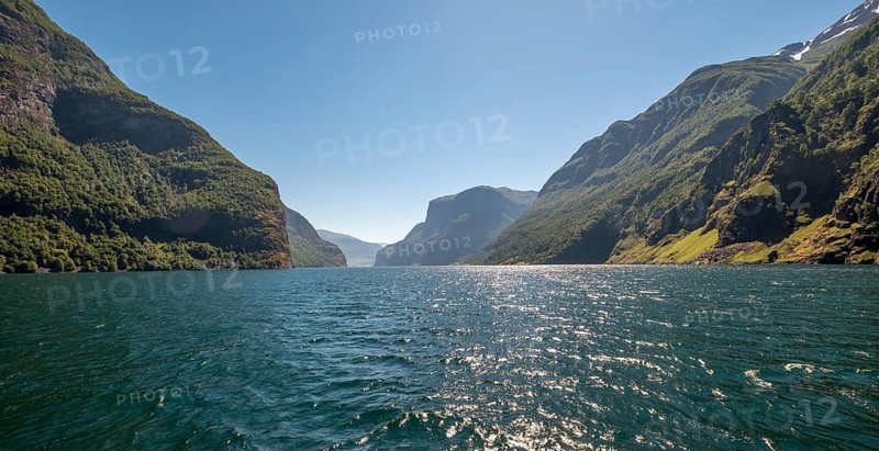Fjord, Nærøyfjorden, Flåm, Gudvangen, mountains, trees, blue sky, Undredal, Sogn og Fjordane, Norway, Scandinavia, Europe, NOR, travel, tourism, destination, sightseeing, sea voyage, Hurtigruten, Hurtigruten trip, tourism, Norwegian, Scandinavian, tourist, cruise, adventure trip, waters, water, sightseeing, hills, forests
