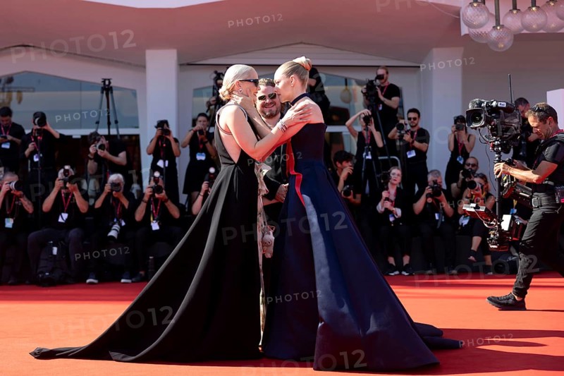 Venice, Italy - 1 September 2025: Mona Fastvold, Amanda Seyfried and Brady Corbet during the Red Carpet of - The Testament of Ann Lee - during the 82nd Venice International Film Festival