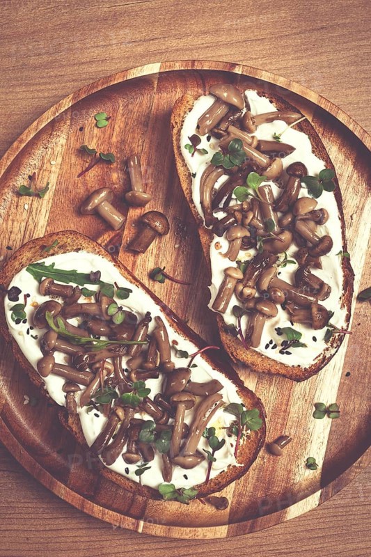 Sandwiches with cream cheese and pickled honeydew, healthy breakfast, homemade