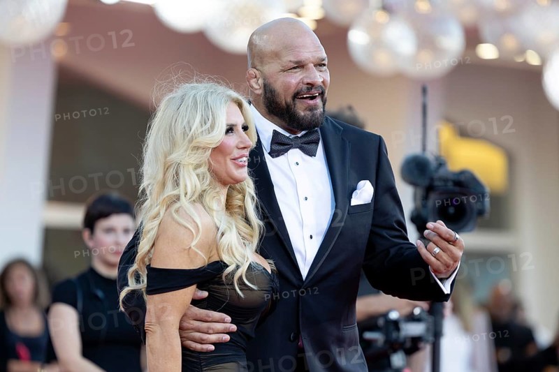 Venice, Italy - 1 September 2025: Franci Alberding Kerr and Mark Kerr during the Red Carpet of - The Smashing Machine - during the 82nd Venice International Film Festival