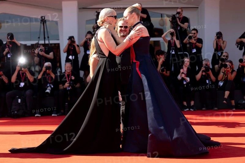 Venice, Italy - 1 September 2025: Mona Fastvold, Amanda Seyfried and Brady Corbet during the Red Carpet of - The Testament of Ann Lee - during the 82nd Venice International Film Festival
