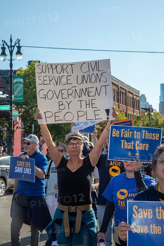 Detroit, Michigan USA - 1 September 2025 - Members of the American Federation of Government Employees march in Detroit's Labor Day parade