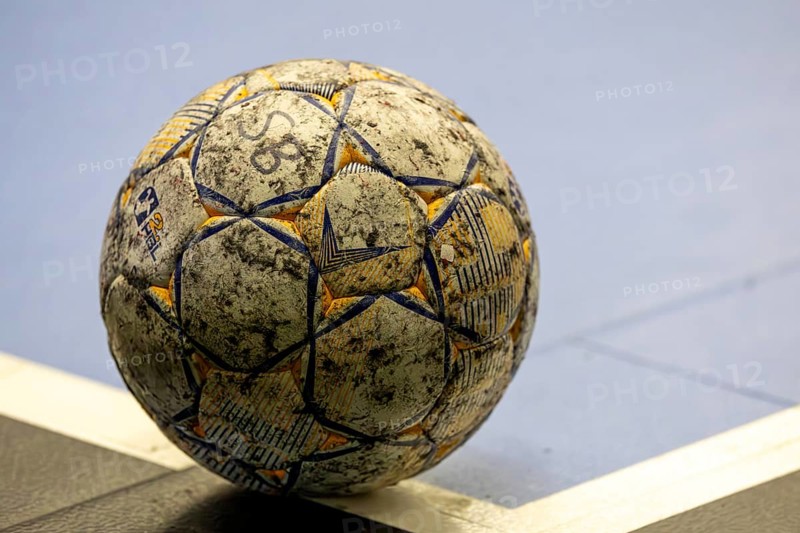 Close-up of a match ball from the 2nd HBL (German Handball League)