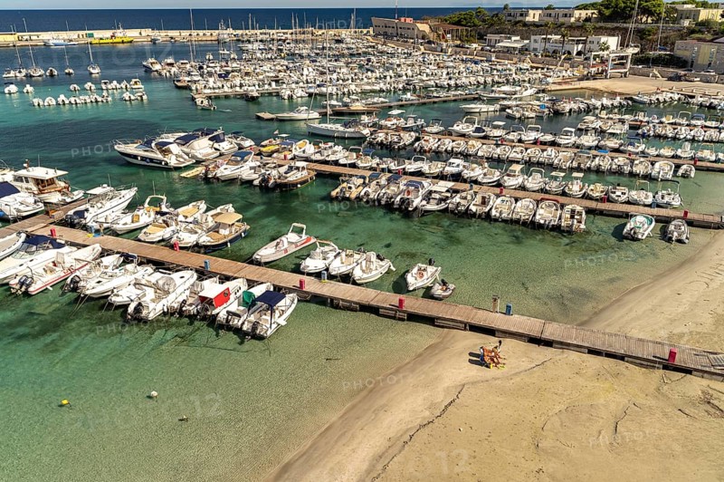 Beach and marina in Otranto, Apulia, Italy
