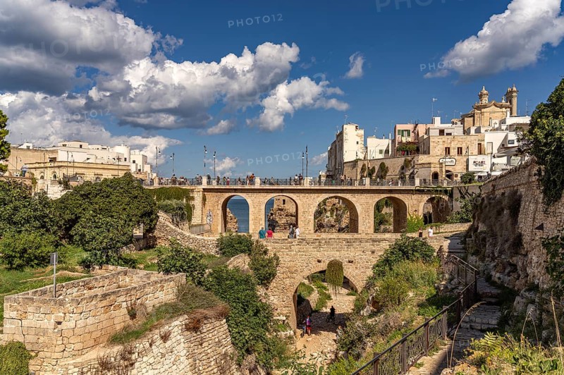The Ponte Borbonico su Llama Monachile bridge in Polignano a Mare, Apulia, Italy