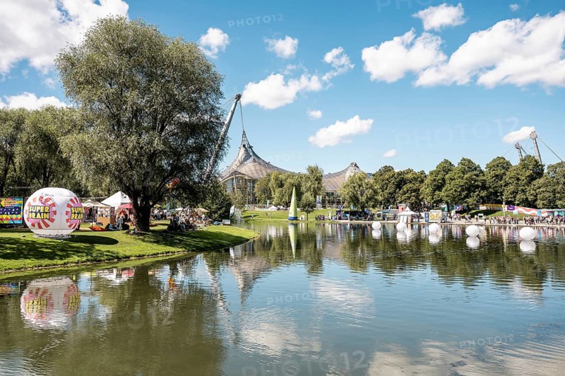 View of the Olympic Lake at the Superbloom Festival, Day 2 in the Olympic Park, Munich, 31-08.2025