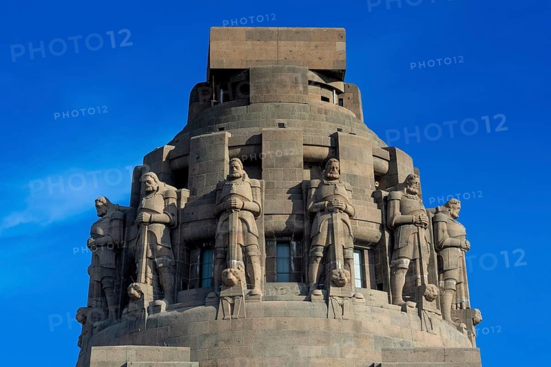 Monument to the Battle of the Nations, detail, knight figures, Leipzig, Saxony, Germany, 26 August 2025 < english> Monument to the Battle of the Nations, knight figures, Saxony, August 26, 2025