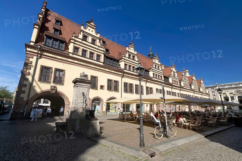 Old Town Hall on Market Square, Naschmarkt, Leipzig, Saxony, Germany, 26.08.2025 < english> Market Square, Saxony, August 26, 2025