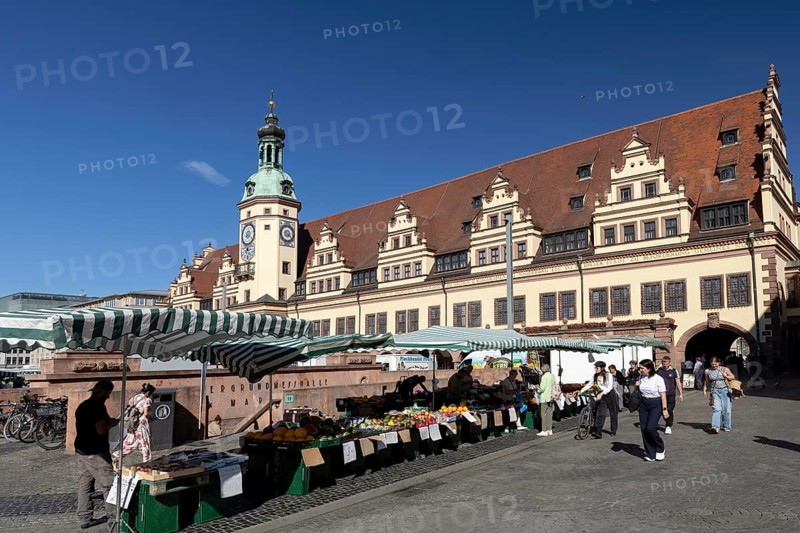 Market square with old town hall, Leipzig, Saxony, Germany, 26.08.2025 < english> Market square with old town hall, Saxony, August 26, 20258