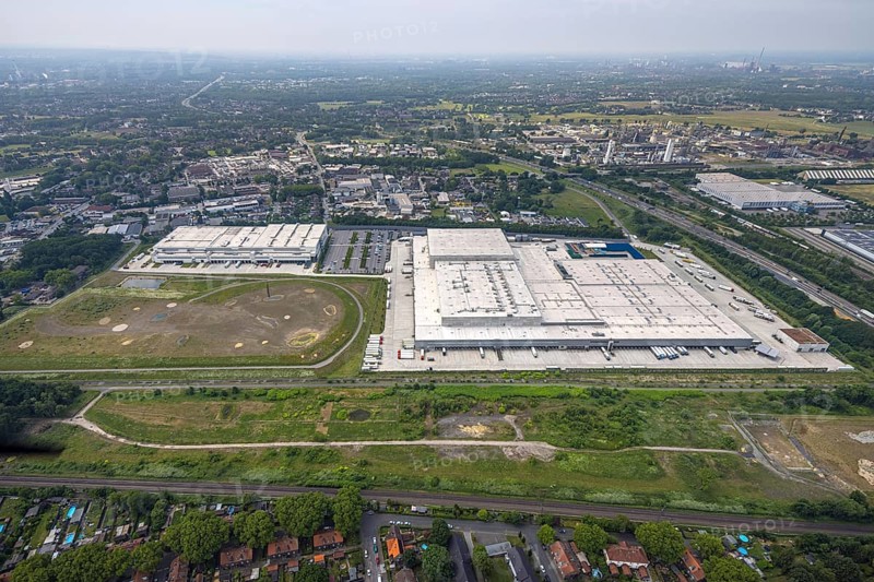Aerial view, EDEKA Rhein-Ruhr central warehouse, Picnic FCA Oberhausen GmbH e-food warehouse, Schwarze Heide construction site, Schwarze Heide, Oberhausen, Ruhr area, North Rhine-Westphalia, Germany, construction work, construction area, construction site, construction site, construction project, construction site, DE, Europe, commercial enterprises, commercial area, commercial area, commercial property, commercial park, commercial location, commercial use, industrial area, industrial location, logistics, logistics service, logistics service provider, logistics provider, logistics centre, aerial view, aerial photography, aerial photography, new construction, overview, bird's-eye view, overview, OberhausenNord