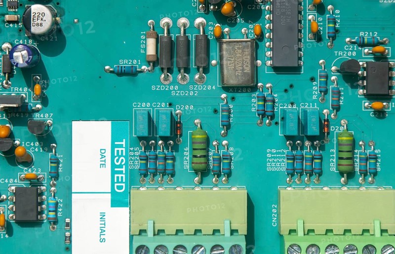 Electrical circuit board of Solar Separator Alarm solar powered safety system, Woodbridge, Suffolk, England, UK