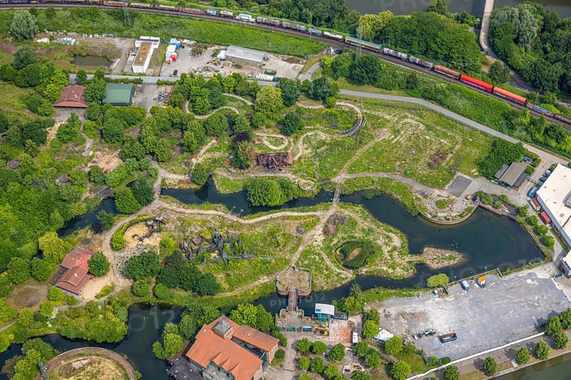 Aerial view, adventure playground in Westfield Centro shopping centre Neue Mitte, Oberhausen, Ruhr area, North Rhine-Westphalia, Germany, DE, Europe, aerial view, aerial photography, aerial photography, overview, birds-eyes view, overview, OberhausenSued
