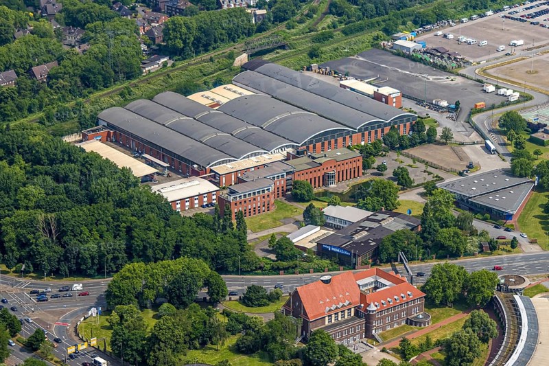 Aerial view, DB Schenker Logistikdienst, Oberhausen, Ruhr area, North Rhine-Westphalia, Germany, DE, Europe, logistics, logistics service, logistics service provider, logistics provider, logistics centre, aerial view, aerial photography, aerial photography, transport service, overview, bird's-eye view, overview, OberhausenSued