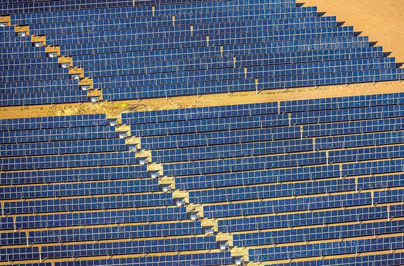Aerial photo, solar park, open space photovoltaic plant in the farming community of Berger, Nordkirchen, Münsterland, North Rhine-Westphalia, Germany, DE, Europe, photovoltaic, aerial photo, aerial photography, aerial photography, photovoltaic plant, solar, solar plant, solar energy, solar panel, solar power plant, overview, bird's-eye view, overview