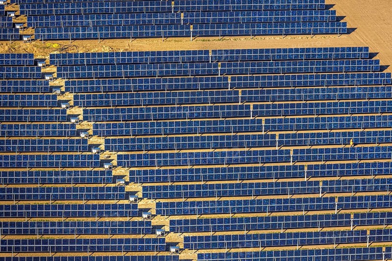 Aerial photo, solar park, open space photovoltaic plant in the farming community of Berger, Nordkirchen, Münsterland, North Rhine-Westphalia, Germany, DE, Europe, photovoltaic, aerial photo, aerial photography, aerial photography, photovoltaic plant, solar, solar plant, solar energy, solar panel, solar power plant, overview, bird's-eye view, overview