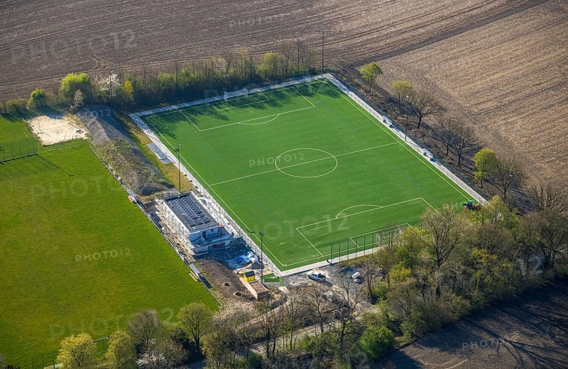 Aerial view, construction site football stadium of SC 1971 Capelle with new sports home, Capelle, Nordkirchen, Münsterland, North Rhine-Westphalia, Germany, construction work, construction area, building site, building plots, construction project, construction site, DE, Europe, football pitch, football stadium, aerial view, aerial photography, aerial photography, sports, sports facilities, sports field, sports facility, stadium, overview, bird's eye view, bird's eye view, overview