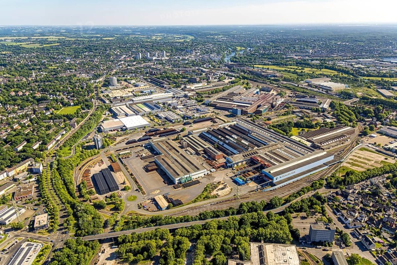 Aerial view, construction site Flex City, formerly Siemens Techno Park, between Mannesmannallee and Kranbahnallee, Altstadt II, Mülheim an der Ruhr, Ruhr area, North Rhine-Westphalia, Germany, construction work, construction area, building site, building plots, construction project, construction site, DE, Europe, aerial view, aerial photography, aerial photography, overview, bird's-eye view, bird's-eye view, overview