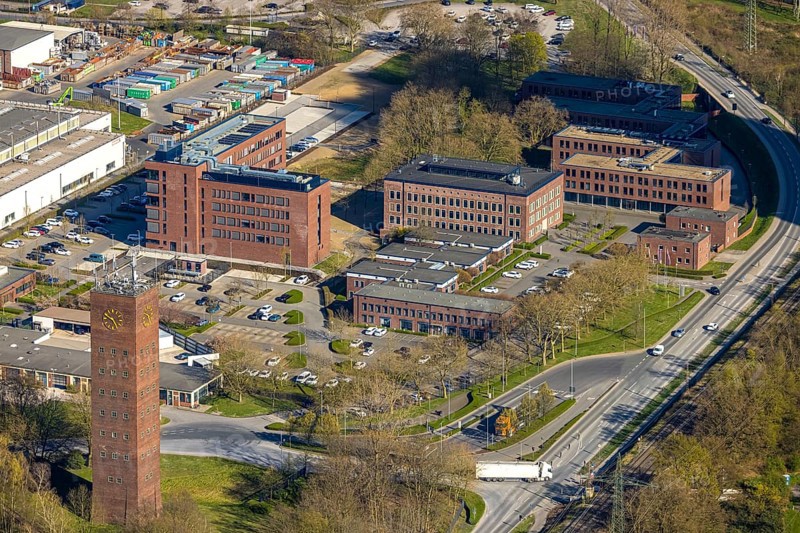 Aerial view, Energy und Services GmbH at Remondis Lippewerk Recycling Centre, Lippholthausen, Lünen, Ruhr area, North Rhine-Westphalia, Germany, DE, Europe, commercial enterprises, commercial area, commercial property, commercial site, commercial use, industrial area, industrial site, aerial photograph, aerial photography, aerial photography, Münsterland, overview, bird's-eye view, birds-eyes view, overview