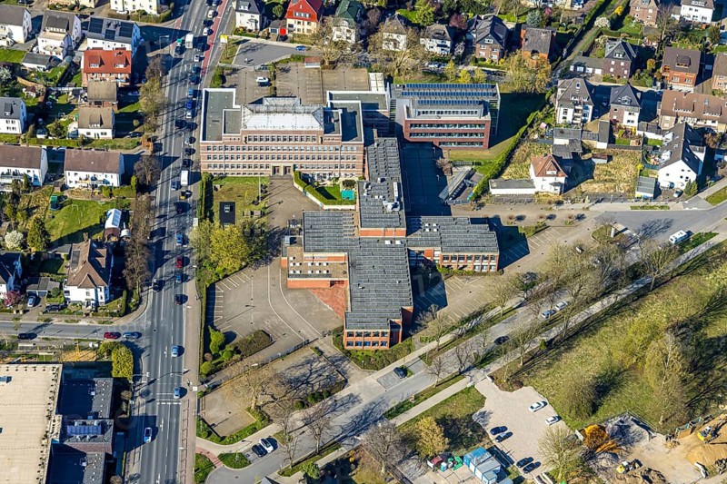 Aerial photo, Lippe Berufskolleg Lünen, Lünen, Ruhr area, North Rhine-Westphalia, Germany, vocational school, education, educational institution, DE, Europe, educational institute, aerial photography, aerial photography, aerial photography, Münsterland, school, overview, bird's-eye view, birds-eyes view, overview