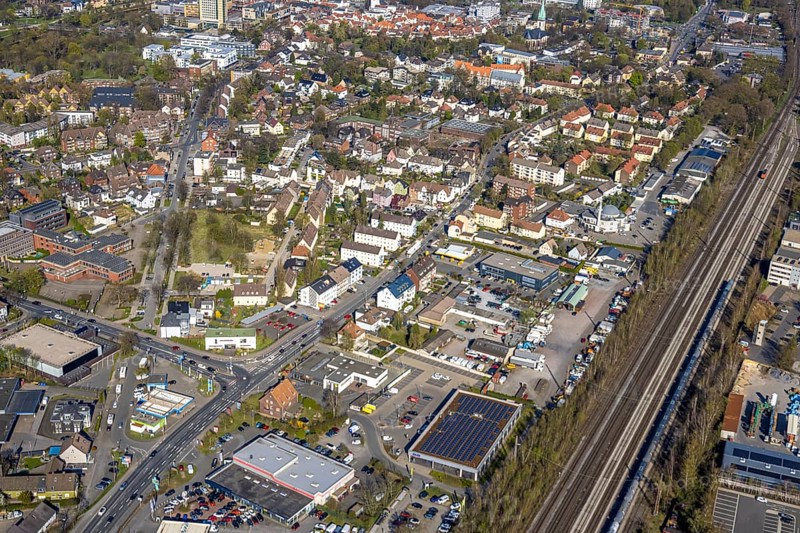 Aerial view, residential area, local view around Victoriastraße Bundesstra0e B54, Lünen, Ruhr area, North Rhine-Westphalia, Germany, DE, Europe, property tax, real estate, aerial view, aerial photography, aerial photography, Münsterland, overview, bird's-eye view, residential complex, living and living, residential area, quality of living, residential neighbourhood, housing estate, residential area, birds-eyes view, overview