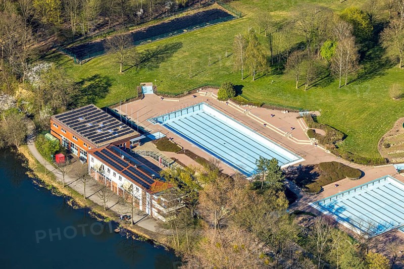 Aerial view, outdoor swimming pool Cappenberger See, Nordlünen, Lünen, Ruhr area, North Rhine-Westphalia, Germany, DE, Europe, aerial photography, aerial photography, aerial photography, Münsterland, overview, bird's eye view, birds-eyes view, overview