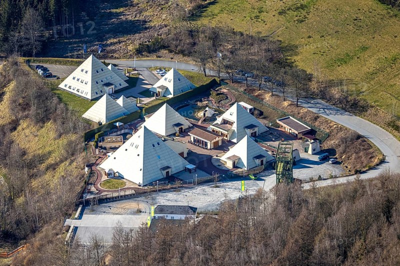 Aerial view, Galileo Park, Sauerland Pyramids, Meggen, Lennestadt, Sauerland, North Rhine-Westphalia, Germany, DE, Europe, aerial view, aerial photography, aerial photography, sight, overview, bird's-eye view, overview