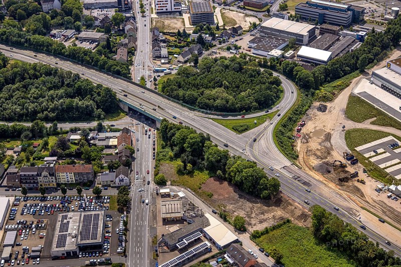 Aerial view, large construction site motorway junction Herne with tunnel construction, motorway A43 between Recklinghausen Emscher- and Rhein-Herne-Kanal overpass and exit Bochum Riehmke, motorway A42, Baukau-West, Herne, Ruhr area, North Rhine-Westphalia, Germany, construction work, construction area, building site, building plots, construction project, building site, Europe, large construction site #Herne #aerial view #aerial photography #aerial photography #aerial photography #North Rhine-Westphalia #North Rhine-Westphalia #Ruhr area #overview #bird perspective