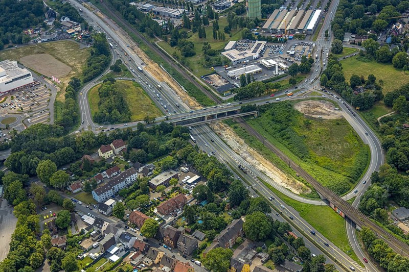 Aerial view, large construction site motorway junction Herne with tunnel construction, motorway A43 between Recklinghausen Emscher- and Rhein-Herne-Kanal overpass and exit Bochum Riehmke, motorway A42, Baukau-West, Herne, Ruhr area, North Rhine-Westphalia, Germany, construction work, construction area, building site, building plots, construction project, building site, Europe, large construction site #Herne #aerial view #aerial photography #aerial photography #aerial photography #North Rhine-Westphalia #North Rhine-Westphalia #Ruhr area #overview #bird perspective