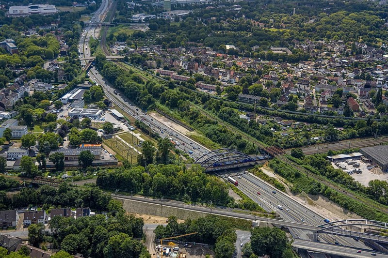 Aerial view, large construction site motorway junction Herne with tunnel construction, motorway A43 between Recklinghausen Emscher- and Rhein-Herne-Kanal overpass and exit Bochum Riehmke, motorway A42, Baukau-West, Herne, Ruhr area, North Rhine-Westphalia, Germany, construction work, construction area, building site, building plots, construction project, building site, Europe, large construction site #Herne #aerial view #aerial photography #aerial photography #aerial photography #North Rhine-Westphalia #North Rhine-Westphalia #Ruhr area #overview #bird perspective