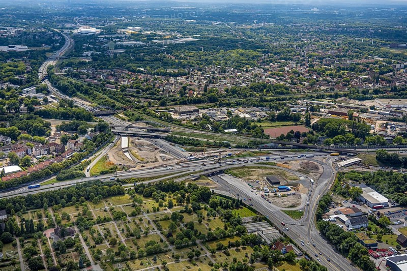 Aerial view, large construction site motorway junction Herne with tunnel construction, motorway A43 between Recklinghausen Emscher- and Rhein-Herne-Kanal overpass and exit Bochum Riehmke, motorway A42, Baukau-West, Herne, Ruhr area, North Rhine-Westphalia, Germany, construction work, construction area, building site, building plots, construction project, building site, Europe, large construction site #Herne #aerial view #aerial photography #aerial photography #aerial photography #North Rhine-Westphalia #North Rhine-Westphalia #Ruhr area #overview #bird perspective