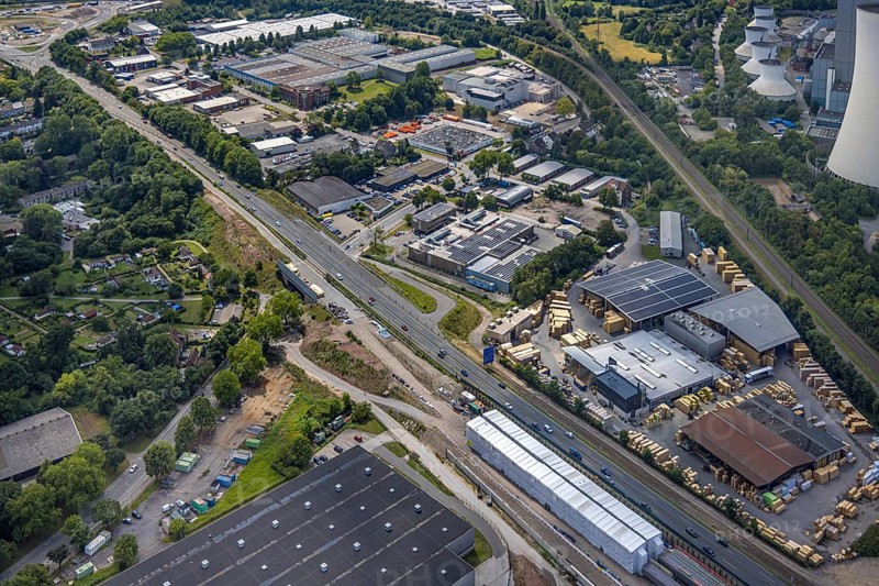 Aerial view, large construction site motorway junction Herne with tunnel construction, motorway A43 between Recklinghausen Emscher- and Rhein-Herne-Kanal overpass and exit Bochum Riehmke, motorway A42, Baukau-West, Herne, Ruhr area, North Rhine-Westphalia, Germany, construction work, construction area, building site, building plots, construction project, building site, Europe, large construction site #Herne #aerial view #aerial photography #aerial photography #aerial photography #North Rhine-Westphalia #North Rhine-Westphalia #Ruhr area #overview #bird perspective