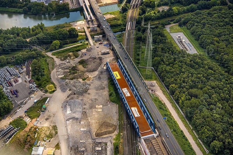 Aerial view, large construction site motorway junction Herne with tunnel construction, motorway A43 between Recklinghausen Emscher- and Rhein-Herne-Kanal overpass and exit Bochum Riehmke, motorway A42, Baukau-West, Herne, Ruhr area, North Rhine-Westphalia, Germany, construction work, construction area, building site, building plots, construction project, building site, Europe, large construction site #Herne #aerial view #aerial photography #aerial photography #aerial photography #North Rhine-Westphalia #North Rhine-Westphalia #Ruhr area #overview #bird perspective