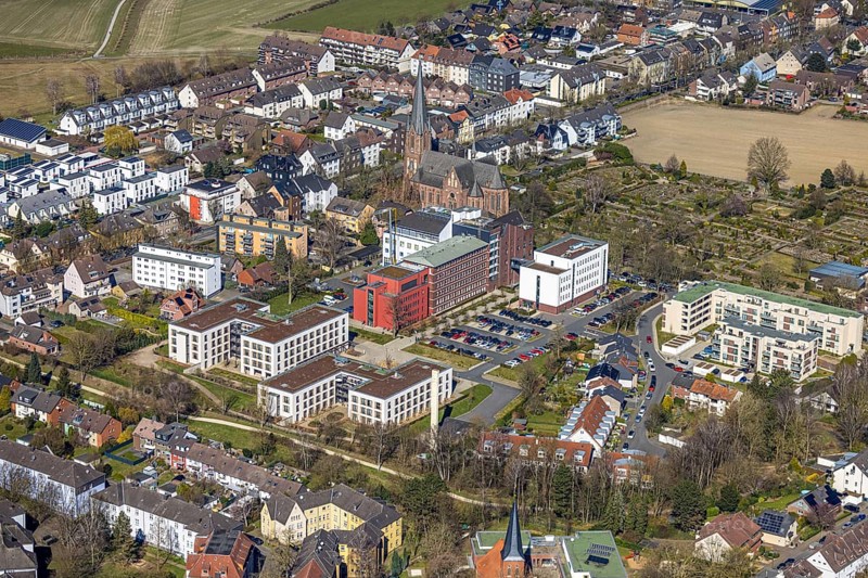 Aerial view, LAGO Die Therme, swimming pool outdoor pool and wellness centre, Börnig, Herne, Ruhr area, North Rhine-Westphalia, Germany, bathing establishment, bathing resort, DE, Europe, outdoor pool, leisure activities, indoor pool, aerial view, aerial photography, aerial photography, swimming pool, swimming pool, overview, bird's-eye view, overview