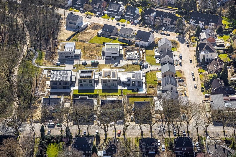 Aerial photo, SEG Herne construction site with new building Schäferstraße Am Stadtgarten, Herne-Mitte, Herne, Ruhr area, North Rhine-Westphalia, Germany, construction work, construction area, construction site, building plots, construction project, construction site, DE, Europe, aerial photo, aerial photography, aerial photography, new building, shell construction, overview, bird's-eye view, bird's-eye view, overview