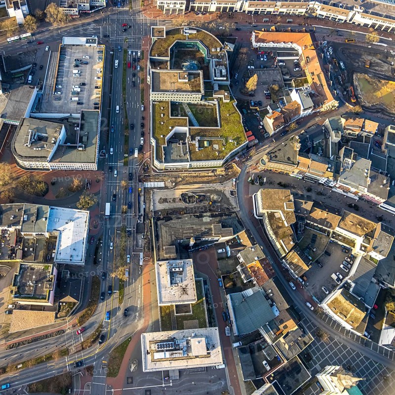 Aerial view, construction site Westentor am City-Center, federal road 63 Westring, centre, Hamm, Ruhr area, North Rhine-Westphalia, Germany