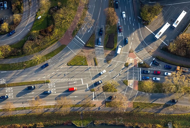 Aerial view, road traffic intersection Hafenstraße and Westring federal road B63, centre, Hamm, Ruhr area, North Rhine-Westphalia, Germany
