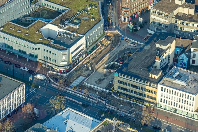 Aerial view, construction site Westentor am City-Center, federal road 63 Westring, centre, Hamm, Ruhr area, North Rhine-Westphalia, Germany