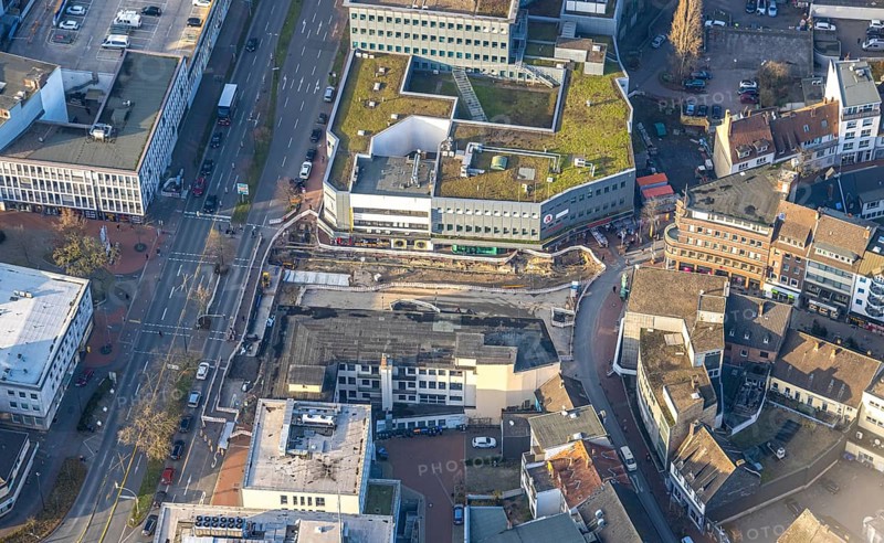 Aerial view, construction site Westentor am City-Center, federal road 63 Westring, centre, Hamm, Ruhr area, North Rhine-Westphalia, Germany