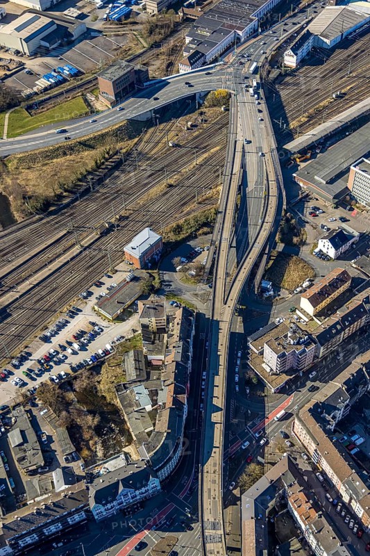 Aerial view, elevated road Eckeseyer Straße, Altenhagener Brücke, federal road B54, Altenhagen, Hagen, Ruhr area, North Rhine-Westphalia, Germany