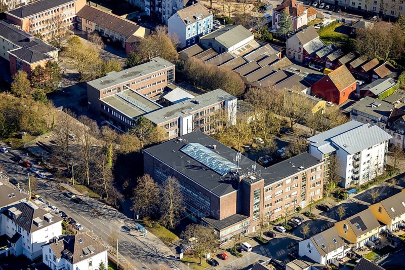 Aerial view, Ernst-Eversbusch-Schule Hauptschule und Realschule Haspe, Haspe, Hagen, Ruhr area, North Rhine-Westphalia, Germany