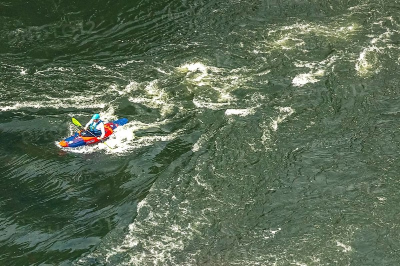 Aerial view, kayaker on the river Ruhr and rapids, Hattingen, Ruhr area, North Rhine-Westphalia, Germany, DE, Europe, aerial view, aerial photography, aerial photography, overview, bird's eye view, birds-eyes view, overview