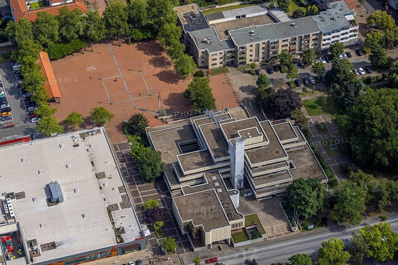 Aerial view, Rathaus-Center and Höveler Markt, Bürgeramt Terrassenhaus, Bockum-Hövel, Hamm, Ruhr area, North Rhine-Westphalia, Germany