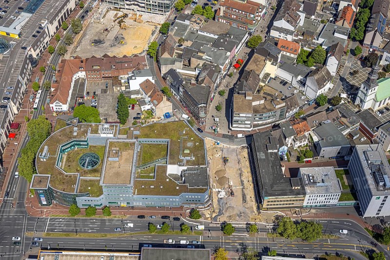 Aerial view, construction site Westentor am City-Center, federal road 63 Westring, centre, Hamm, Ruhr area, North Rhine-Westphalia, Germany