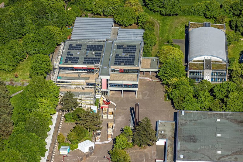 Aerial view, Freiherr-vom-Stein-Gymnasium with building site, Uentrop, Hamm, Ruhr area, North Rhine-Westphalia, Germany