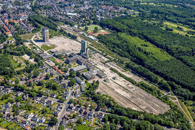 Aerial view, new Westerholt colliery, new neighbourhood for climate-friendly working and living, DSK Bergwerk Lippe, Hassel, Gelsenkirchen, Ruhr area, North Rhine-Westphalia, Germany