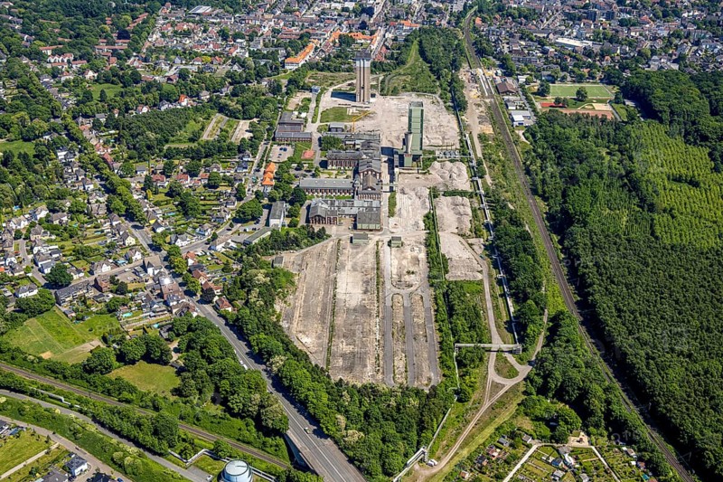 Aerial view, new Westerholt colliery, new neighbourhood for climate-friendly working and living, DSK Bergwerk Lippe, Hassel, Gelsenkirchen, Ruhr area, North Rhine-Westphalia, Germany