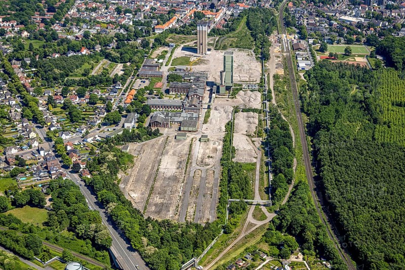 Aerial view, new Westerholt colliery, new neighbourhood for climate-friendly working and living, DSK Bergwerk Lippe, Hassel, Gelsenkirchen, Ruhr area, North Rhine-Westphalia, Germany
