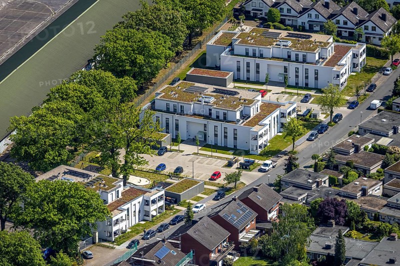 Aerial view, Schützenstraße development area, green roof, Hamm, Ruhr area, North Rhine-Westphalia, Germany