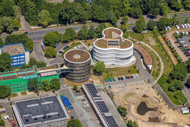 Aerial photo, Gelsenwasser AG Campus, water supply company, Erle, Gelsenkirchen, Ruhr area, North Rhine-Westphalia, Germany