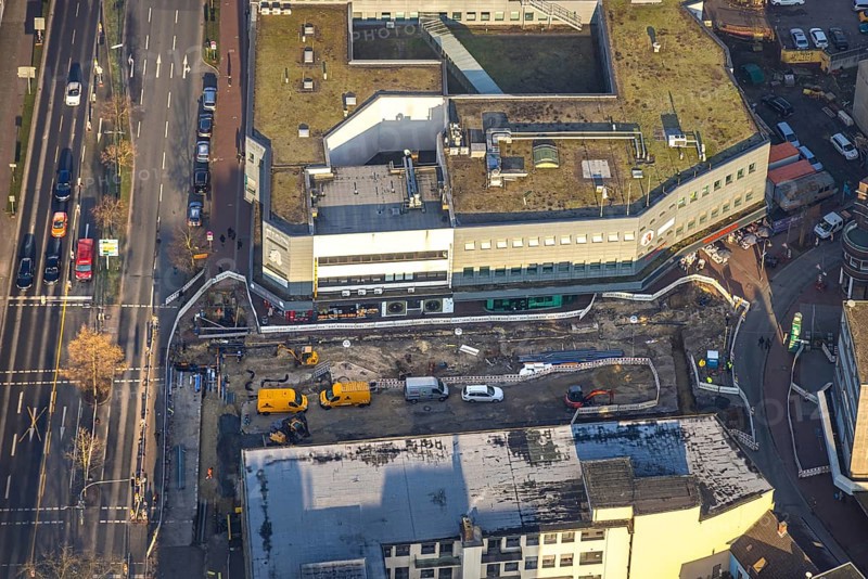 Aerial view, construction site Westentor am City-Center, federal road 63 Westring, centre, Hamm, Ruhr area, North Rhine-Westphalia, Germany